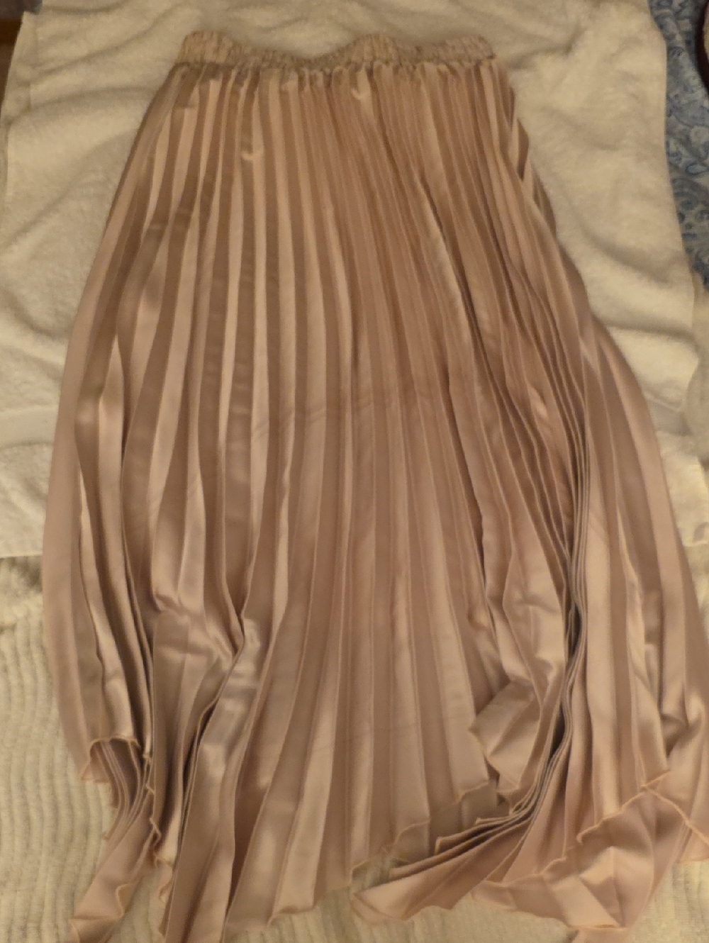 Pleated Satin Midi Skirt - Blush Pink